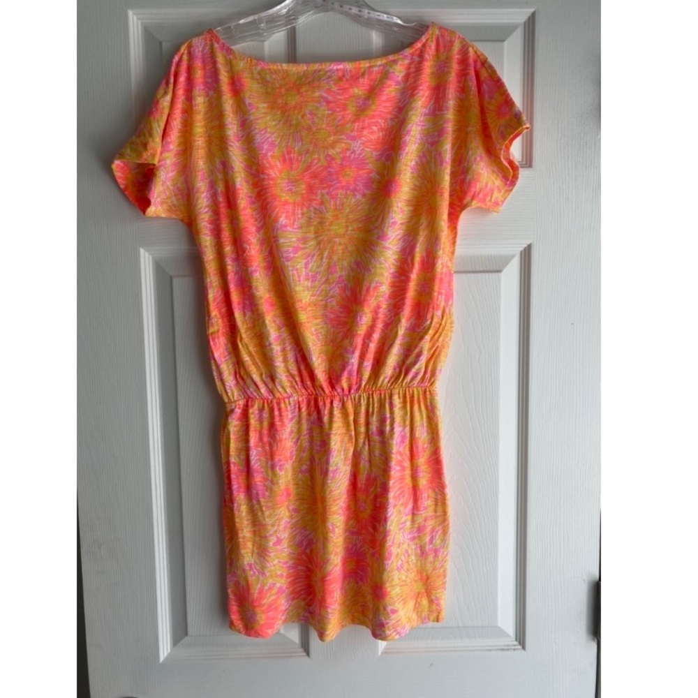 Lilly Pulitzer neon orange/pink floral cotton dress